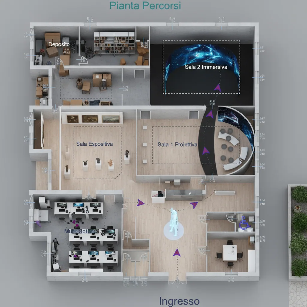 Pianta isometrica dei percorsi del Museo Digitale di Arena