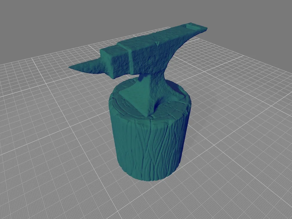 Modello 3D di un'incudine su ceppo